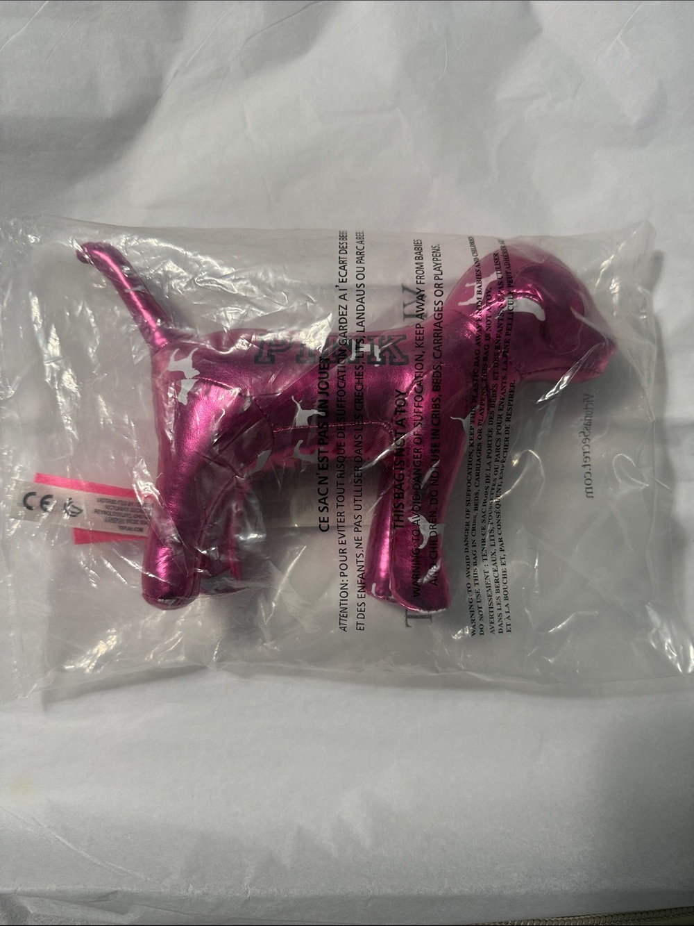 PINK Victoria's Secret Y2K Metallic Pink Dog Figurine (NWT)